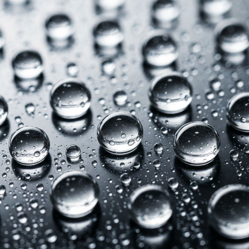 Water droplets on glass surface